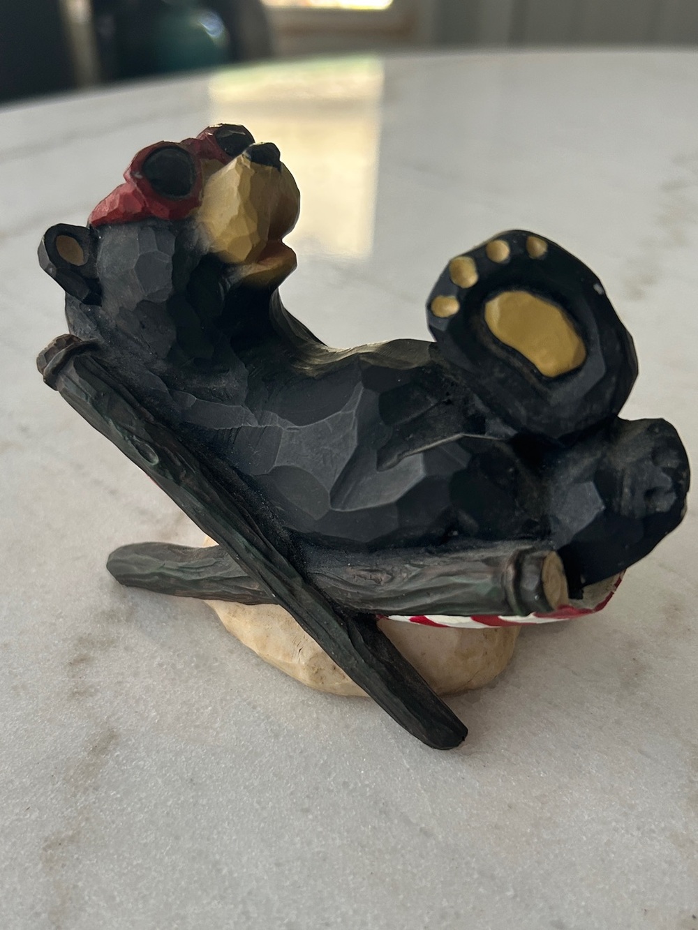 Hand-Painted Black Bear Figurine Accent